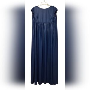 Kallmeyer Juliet Midnight Blue Foil Chiffon Cap Sleeve Round Neck Maxi Dress